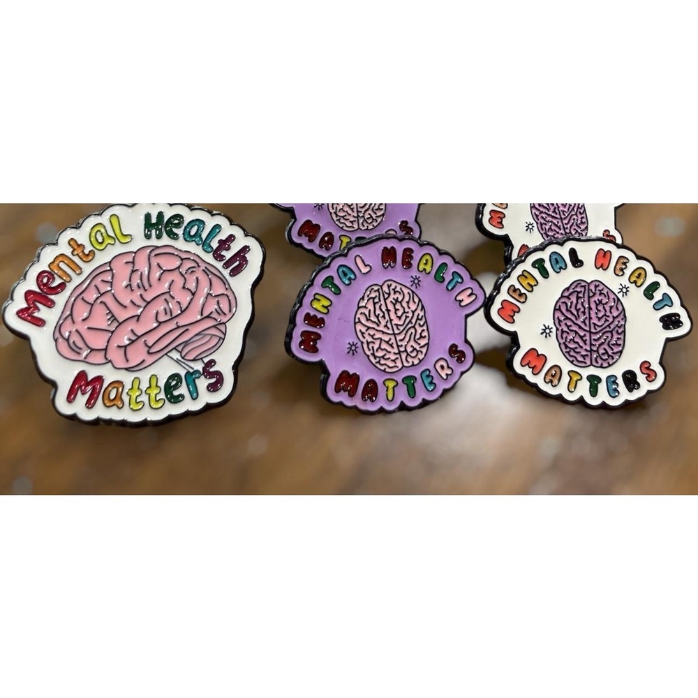Mental Health Matters Brain Rainbow pin adhd large or small